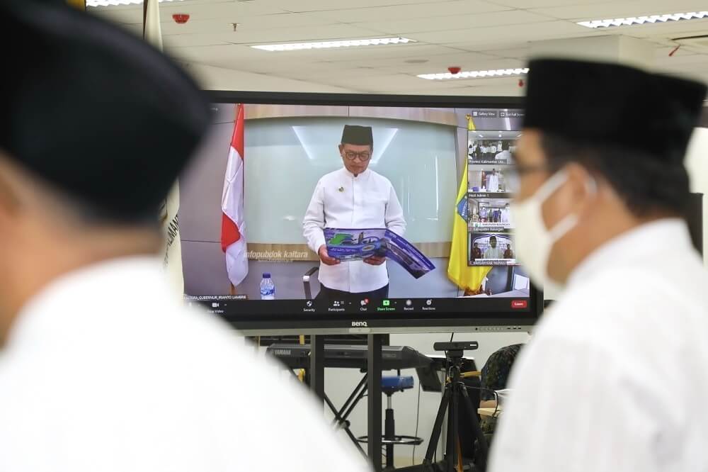 Gubernur Kaltara, Dr H Irianto Lambrie saat membuka MTQ ke-5 Tingkat Provinsi Kaltara secara virtual, Kamis (17/9)
