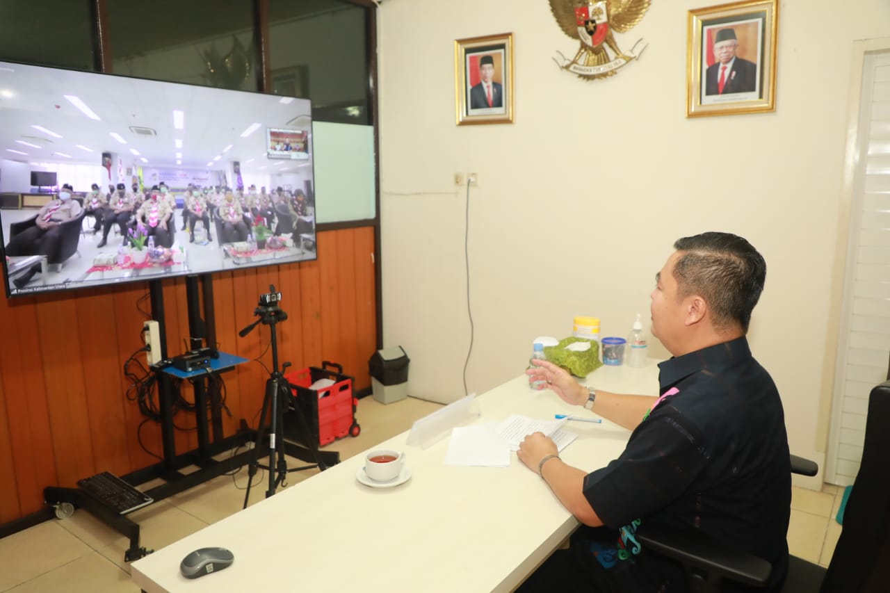 Pjs Gubernur Kaltara Teguh Setyabudi saat membuka Rakerda Gerakan Pramukan Kaltara 2020