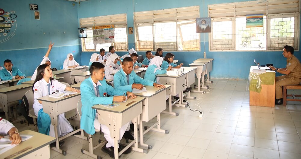 Kegiatan pembelajaran tatap muka yang berlangsung di salah satu SMK di Kaltara, sebelum pandemi