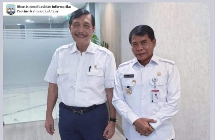Gubernur Kaltara saat bertemu Menteri Koordinator Bidang Kemaritiman dan Investasi Luhut Binsar Panjaitan. (Foto : Dok Diskominfo Kaltara)