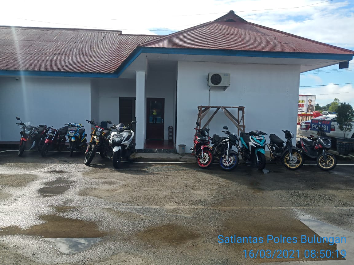 Puluhan kendaraan roda dua milik pelaku balap liar di Tanjung Selor diamankan polisi, Sabtu (15/3/2021)
